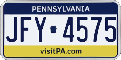 PA license plate JFY4575