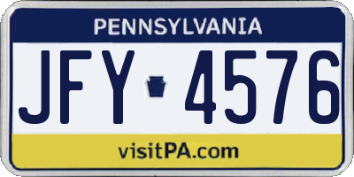 PA license plate JFY4576
