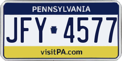 PA license plate JFY4577