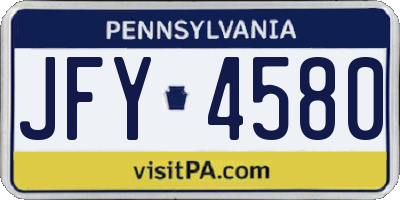 PA license plate JFY4580
