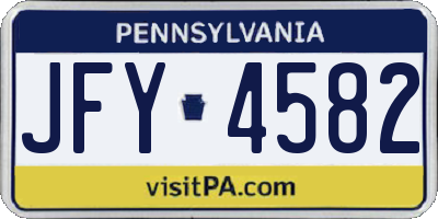 PA license plate JFY4582