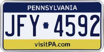 PA license plate JFY4592