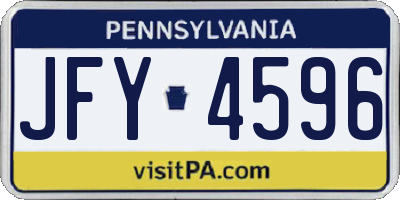 PA license plate JFY4596