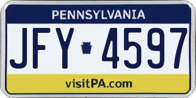 PA license plate JFY4597