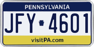 PA license plate JFY4601