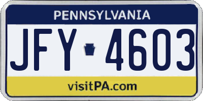 PA license plate JFY4603
