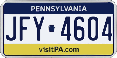 PA license plate JFY4604