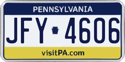 PA license plate JFY4606