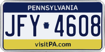 PA license plate JFY4608