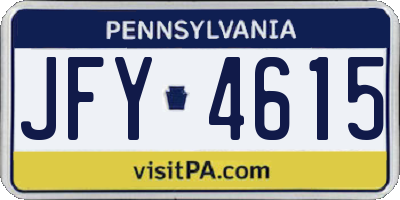 PA license plate JFY4615