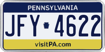 PA license plate JFY4622