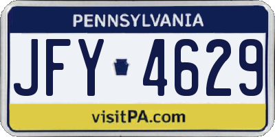 PA license plate JFY4629