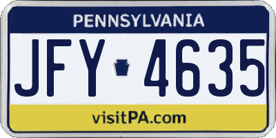 PA license plate JFY4635