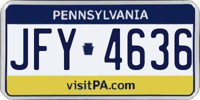 PA license plate JFY4636