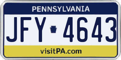 PA license plate JFY4643