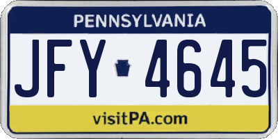 PA license plate JFY4645