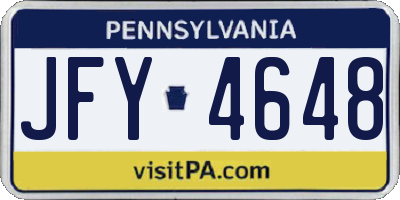 PA license plate JFY4648