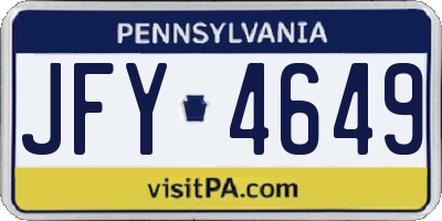 PA license plate JFY4649