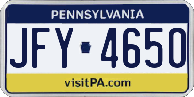 PA license plate JFY4650