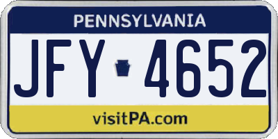 PA license plate JFY4652