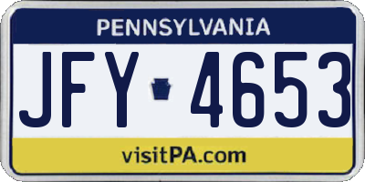 PA license plate JFY4653