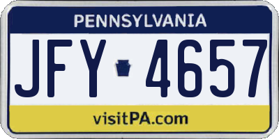 PA license plate JFY4657