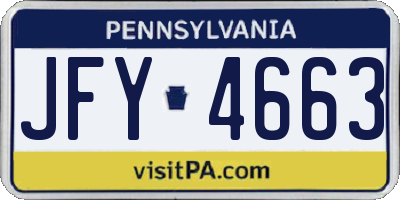 PA license plate JFY4663