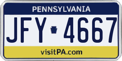 PA license plate JFY4667