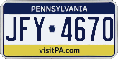 PA license plate JFY4670