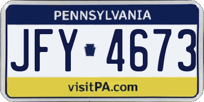 PA license plate JFY4673
