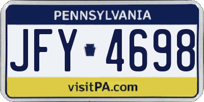 PA license plate JFY4698