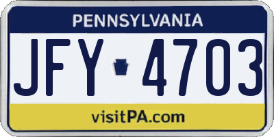 PA license plate JFY4703