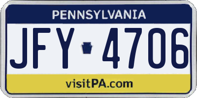 PA license plate JFY4706