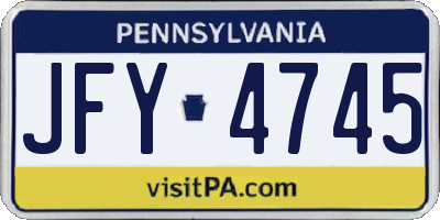 PA license plate JFY4745