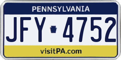 PA license plate JFY4752