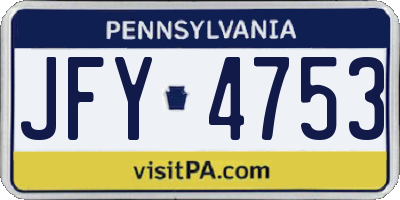 PA license plate JFY4753