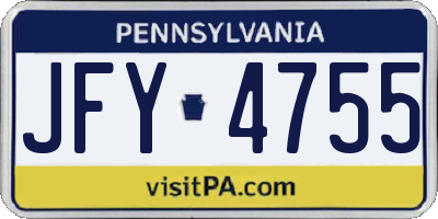 PA license plate JFY4755