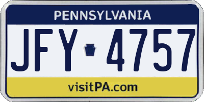 PA license plate JFY4757