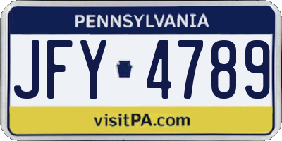 PA license plate JFY4789