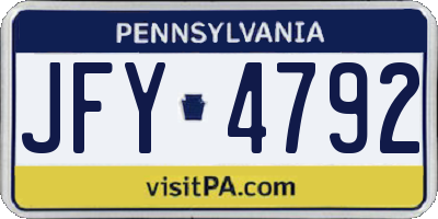 PA license plate JFY4792