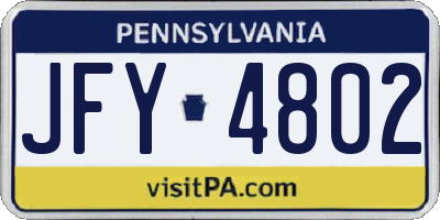 PA license plate JFY4802