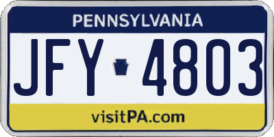 PA license plate JFY4803