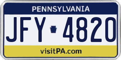 PA license plate JFY4820