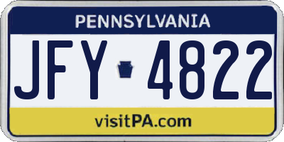 PA license plate JFY4822