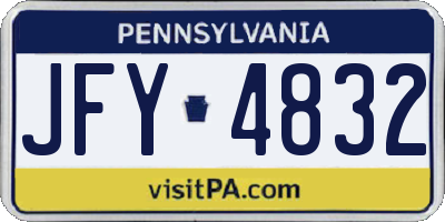 PA license plate JFY4832
