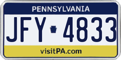 PA license plate JFY4833
