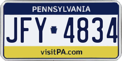 PA license plate JFY4834