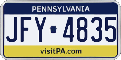 PA license plate JFY4835
