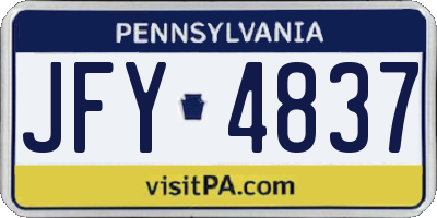 PA license plate JFY4837