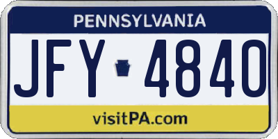 PA license plate JFY4840
